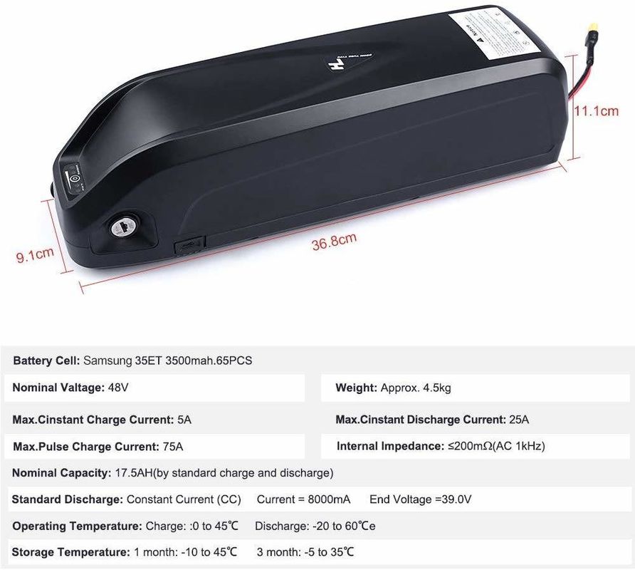 USB-batterij 36V 17ah 10s5p Lithium-ionbatterij voor elektrische fiets E-fiets vervangende batterij