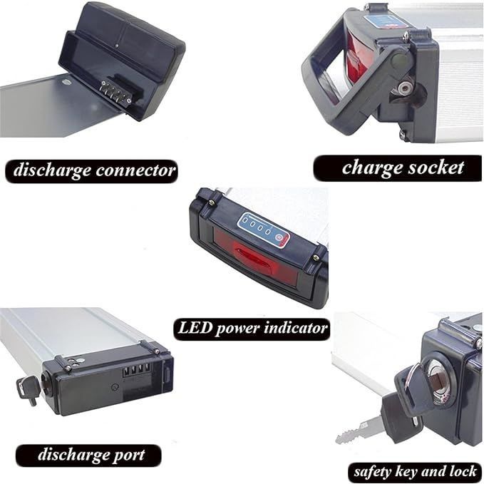 E-bike vervangende batterij 36/48V 13S4P 10S5P Elektrische fiets Lithiumbatterij met USB-poort voor 1000W motor