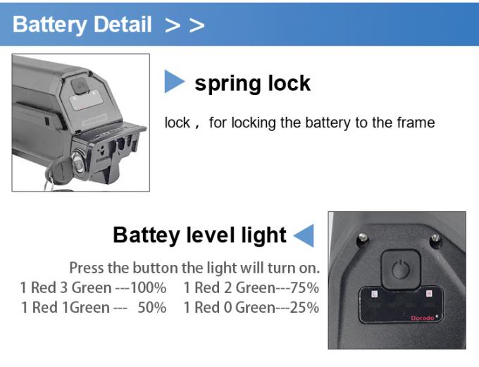 Hot Sale Dorado Battery Electric 36V48V10ah 12ah 17.5ah Electric Bicycle Lithium Battery